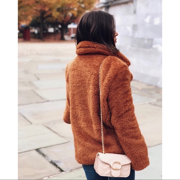 🆕Myra Rust Brown Faux Fur Teddy Coat - Picture 3 of 8